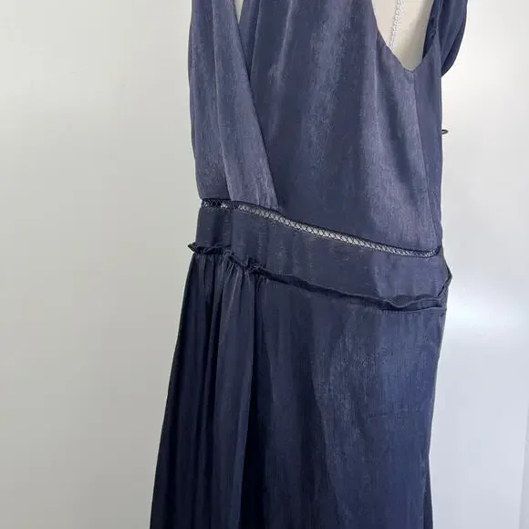 Jonathan Simkhai Tiered Sleeveless V Neck Maxi Dress Midnight Blue